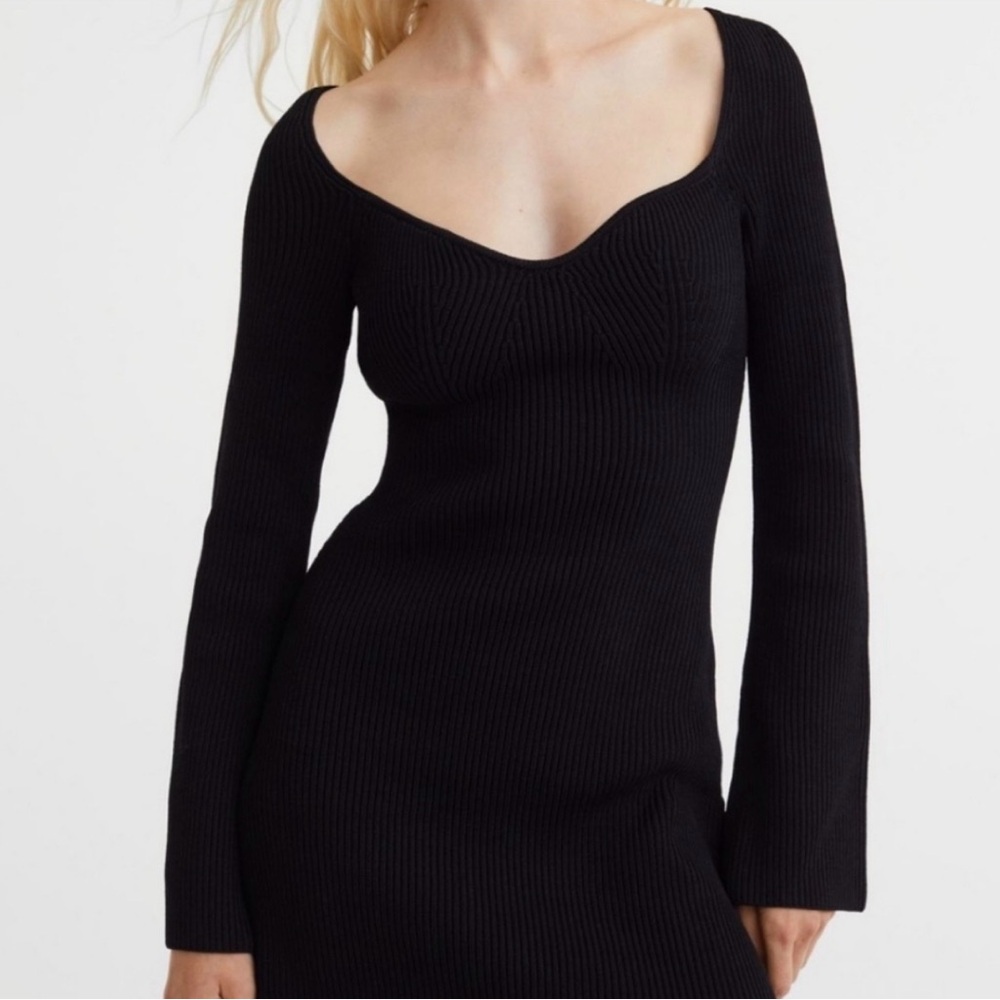 H&M Black Ribbed Knit Dress